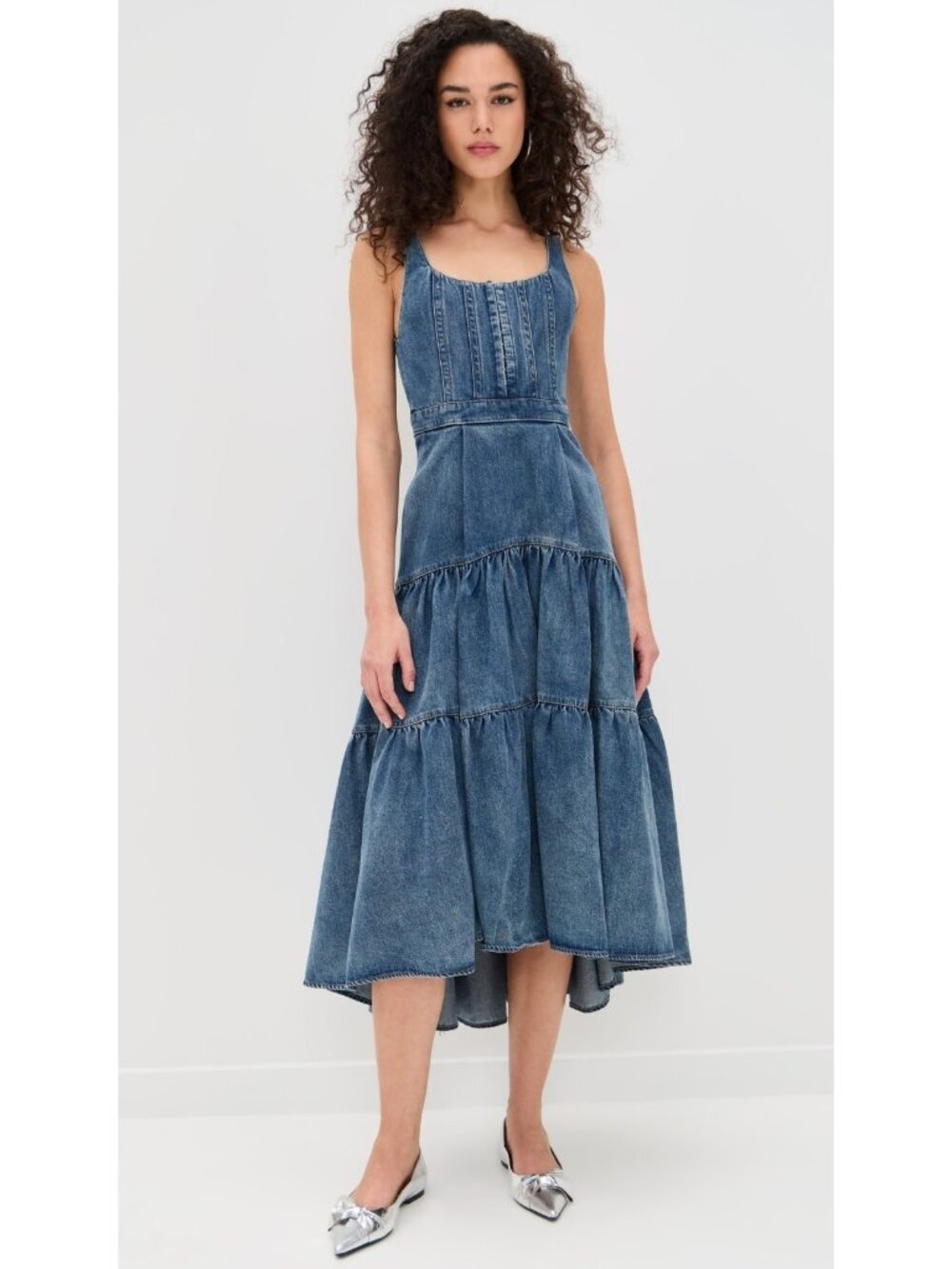 NWT Alice + Olivia Diana in Liana Sleeveless Structured Denim Midi Dress 14
